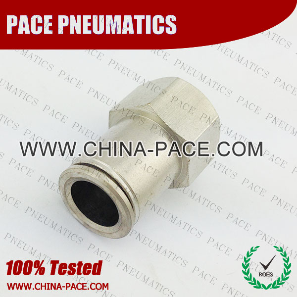 G Thread Female Straight Brass Push In Fittings, Air Fittings, one touch tube fittings, Pneumatic Fitting, Nickel Plated Brass Push in Fittings